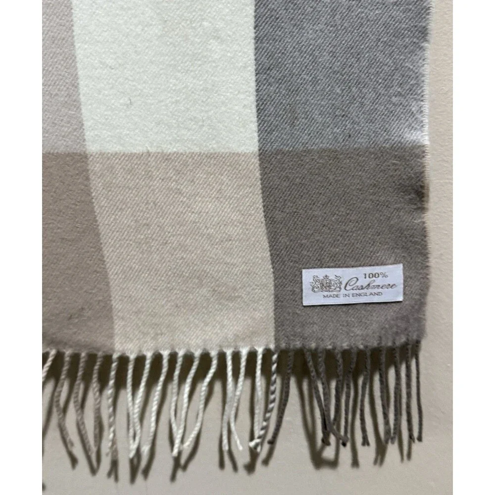 English Cashmere Tartan Plaid Scarf Fringe Soft Wool Winter Wrap Shawl